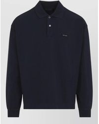 Prada - Cotton Relaxed-Fit Long-Sleeve Polo Shirt - Lyst