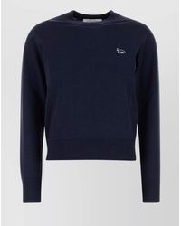 Maison Kitsuné - Merino Wool Mélange Ribbed-Knit Crew-Neck Jumper - Lyst