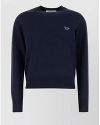 Maison Kitsuné - Merino Wool Mélange Ribbed-Knit Crew-Neck Jumper - Lyst