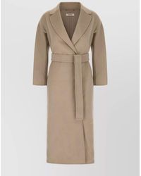 Max Mara - Waist Belted Lapel Collar Long Coat - Lyst