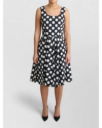 Dolce & Gabbana - Cotton Sleeveless Polka-Dot A-Line Midi Dress - Lyst