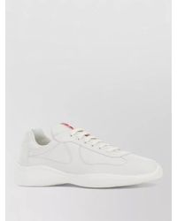 Prada - Nappa Leather Lace Up Low Top Sneakers - Lyst