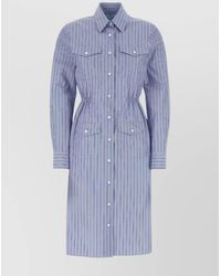 Prada - Embroidered Cotton Shirt Dress - Lyst