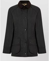 Barbour - Waxed Cotton High-Collar Fitted Jacket - Lyst