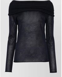Roberto Collina - Off Shoulder Silk Blend Sheer Sweater - Lyst