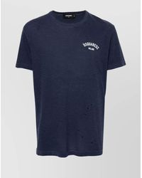 DSquared² - Logo Print Distressed Jersey Ribbed Crew Neck Short Sleeve T-Shirt - Lyst