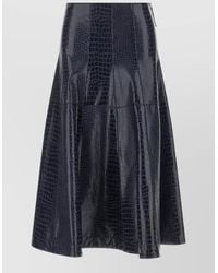 Pinko - Coated Croc-Effect A-Line Midi Skirt - Lyst