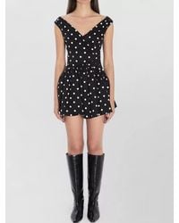 Self-Portrait - Cotton Polka-Dot Off-Shoulder Gathered Mini Dress - Lyst