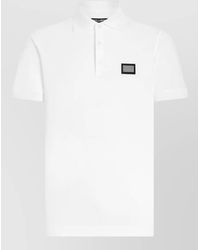 Dolce & Gabbana - Cotton Piqué Logo-Patch Polo Shirt - Lyst