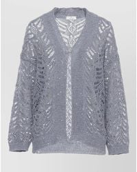 Panicale - Linen Cardigan Open Knit Sequin Pattern - Lyst