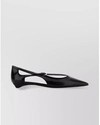 Prada - Leather Ballerinas With Pointed Toe And Cut-Out Design - Lyst