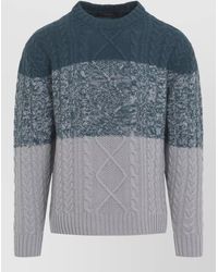 Kiton - Cable Knit Color Block Crew Neck Sweater - Lyst