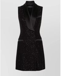Max Mara - Short Wool Blend Dress With Sequin Design - Lyst