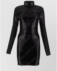 Balenciaga - Sequined Turtleneck Long-Sleeve Mini Dress - Lyst