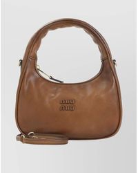 Miu Miu - Leather Shoulder Bag With Logo - Lyst