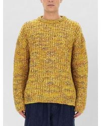 YMC - Chunky Knit Long Sleeve Ribbed Crew Sweater - Lyst
