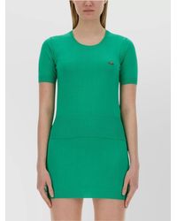 Vivienne Westwood - Fitted Short-Sleeve Knit Top With Ribbed Detailing - Lyst