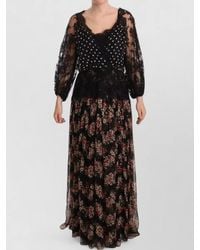 Dolce & Gabbana - Silk Lace Floral Polka-Dot Maxi Dress - Lyst