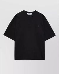 MSGM - Short Sleeves Crew Neck Cotton Jersey T-Shirt - Lyst