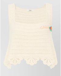 Chloé - Cotton Crochet Sleeveless Cropped Top - Lyst