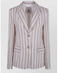 Semicouture - Linen Stripe Tailored Jacket Front Pockets - Lyst
