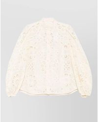 Zimmermann - Rhiannon Blouse High Neck Lace Trim - Lyst