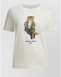 Maison Kitsuné - Cotton Logo-Print Crew-Neck Short-Sleeve T-Shirt - Lyst