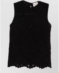 Semicouture - Lace Sleeveless Top Scalloped Hem Keyhole Back - Lyst