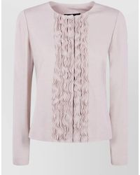 Emporio Armani - Long Sleeve Jacket Round Neck Ruffles - Lyst