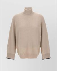 Brunello Cucinelli - Fine-Knit Cashmere Striped Turtleneck Sweater - Lyst