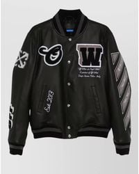 Off-White c/o Virgil Abloh - Leather Logo Appliqué Bomber Jacket - Lyst