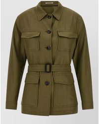 Tagliatore - Lauren Blazer Belted Waist Collared Neck - Lyst