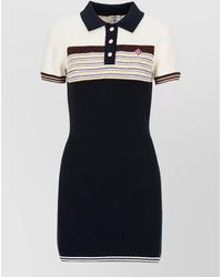 CASABLANCA - Striped Cotton Wool-Blend Short-Sleeve Mini Dress - Lyst