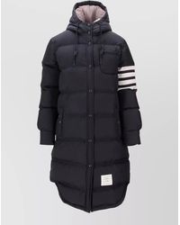 Thom Browne - Long Hooded Down Shirtdress Striped Sleeves - Lyst