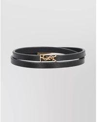 Saint Laurent - Leather Double-Wrap Bracelet - Lyst