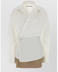 Alexander Wang - Poplin Mini Dress Asymmetric Design Long Sleeves - Lyst