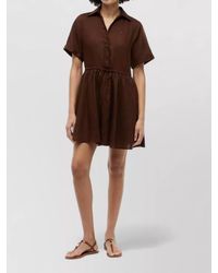 Tommy Hilfiger - Linen Short Dress Flared Skirt Waist Tie - Lyst