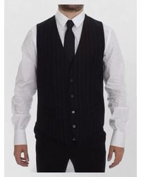Dolce & Gabbana - Striped Wool Logo Vest Gilet - Lyst