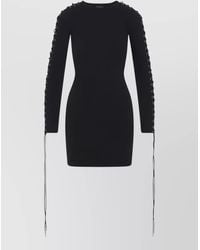 Balenciaga - Lace Up Ribbed Crew Neck Mini Dress - Lyst