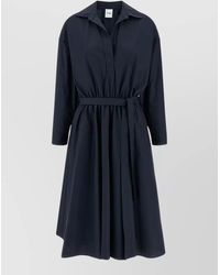 Nude - Shirt Dress Midi Length Pleated Skirt Tie - Lyst
