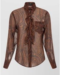 Etro - Silk Paisley Printed Ruffled Shirt - Lyst
