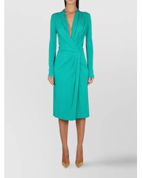 Alberta Ferretti - V-Neck Midi Dress - Lyst