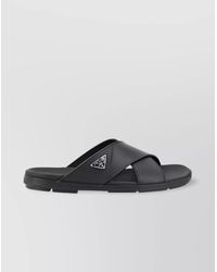 Prada - Braided Leather Cross Strap Sandals - Lyst