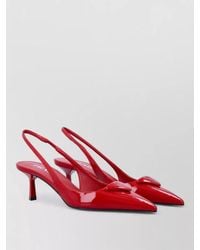 Prada - Slingback Pumps Geometric Heel Logo Detail - Lyst