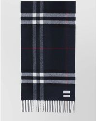 Burberry - Cashmere Scarf Featuring Checked Pattern And Fringe - Lyst