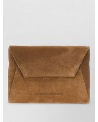 Brunello Cucinelli - Suede Clutch Bag Jewel Detail Chain - Lyst