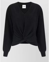 Nude - Cashmere Wool Fine-Knit V-Neck Knot Sweater - Lyst