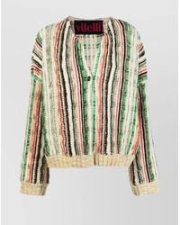 VITELLI - Striped Ribbed V-Neck Cardigan - Lyst