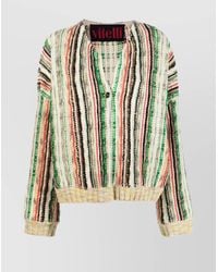 VITELLI - Striped Ribbed V-Neck Cardigan - Lyst