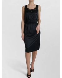 Dolce & Gabbana - Silk Lace Trim Midi Dress - Lyst